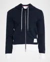 Thom Browne Two-tone Zip Front Hoodie In Blue