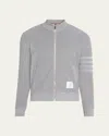 Thom Browne Striped Cotton-terry Zip-up Sweater In Gray