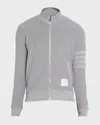 Thom Browne Striped Cotton-terry Zip-up Sweater In Gray