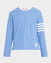 Thom Browne Milano 4-bar Stripe Long Sleeve T-shirt In Blue