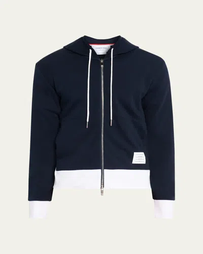 Thom Browne Men's Cotton 4-bar Stripe Full-zip Hoodie In Navy