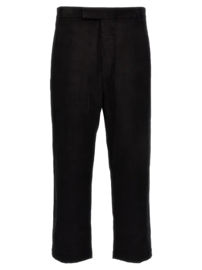 Thom Browne Beige Corduroy Cropped Pants For Men In Black