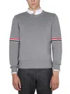 Thom Browne Milano Stitch Crew Neck Pullover In Gray