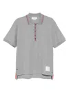 Thom Browne Polo Shirt Cotton Ribbed Collar In Gray