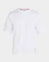 Thom Browne White Cotton T-shirt With Tricolor Stripe Detail In White