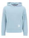 Thom Browne 4 Bar Double Face Knit Hoodie Light Blue In Blue