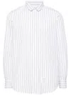 Thom Browne Straight Fit Mini Round Collar Shirt In White