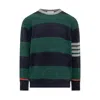 Thom Browne 4 Bar Rugby Jacquard Stripe Pullover In Green