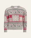 Thom Browne Fair Isle Intarsia Jumper In Light/pastel Grey