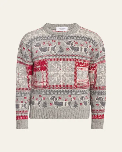 THOM BROWNE MEN'S DONEGAL FAIR ISLE SWEATER