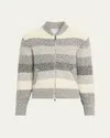 Thom Browne Men's Donegal Herringbone Stripe Full-zip Sweater In Multi