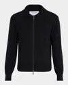 Thom Browne Men's Double-face Knit Full-zip Sweater In Black