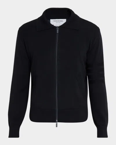 THOM BROWNE MEN'S DOUBLE-FACE KNIT FULL-ZIP SWEATER