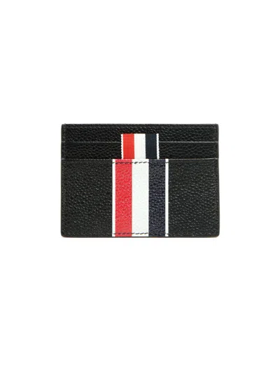 Thom Browne Men's Double-sided Tricolor-striped Leather Card Case In Black