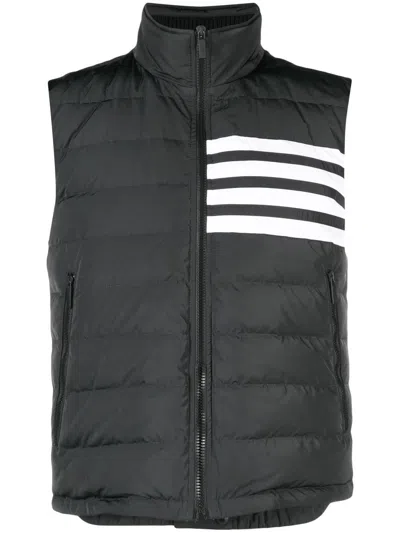 Thom Browne Men's Down Puffer Vest With Stripe Detailing In Grey For Fw23