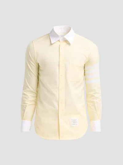 Thom Browne Men's Engineered 4-bar Linen Straight-fit Shirt In Yellow