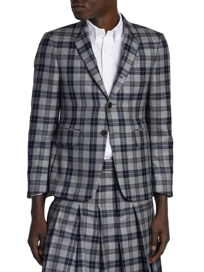 Thom Browne Men's Fit 1 Classic Plaid Sport Coat In Gray