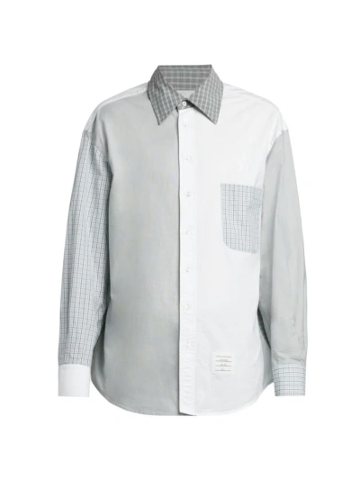 Thom Browne Men's Fun Mix Oversized Button-front Shirt In White