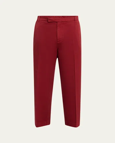 Thom Browne Men's Garment-dyed Chino Pants In Red