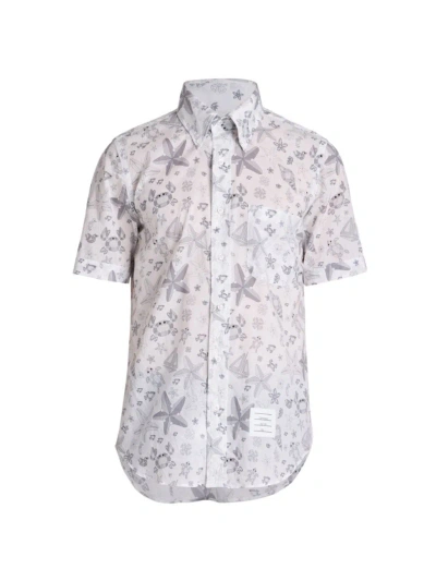 Thom Browne Men's Gem Straight-fit Button-down Shirt In White
