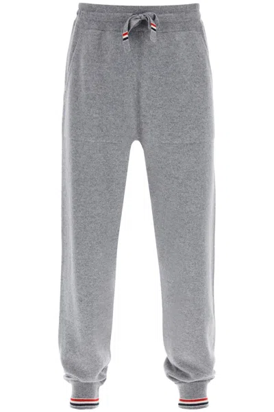 THOM BROWNE MEN'S GREY CASHMERE DRAWSTRING PANTS FOR FALL/WINTER 2024