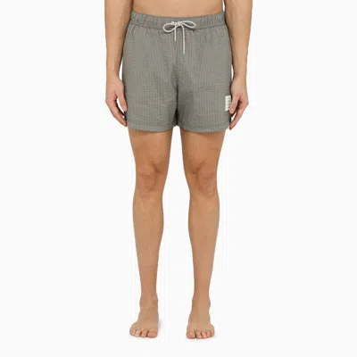 THOM BROWNE MEN'S GREY STRIPED SWIM SHORTS FOR SS24