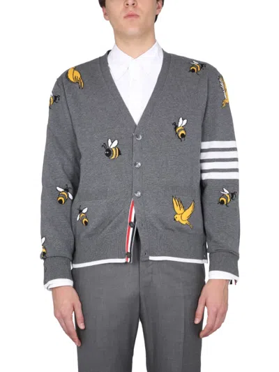 Thom Browne Grey V Neck Cardigans
