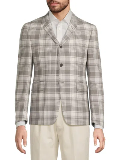 Thom Browne Men's Hairline Plaid Wool Modern-fit Sport Coat In Gray