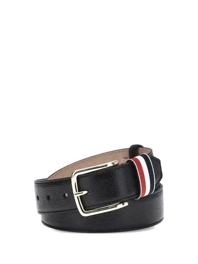 Thom Browne Hammered Leather Belt In Black