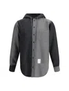 Thom Browne Hooded Shirt Drawstring Detail In Gray