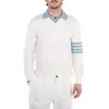 Thom Browne Off-white 4-bar Long Sleeve Polo In White