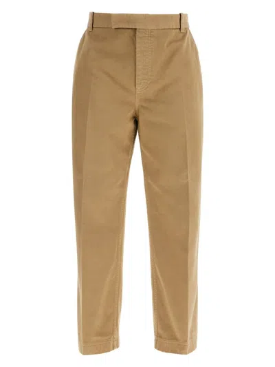 THOM BROWNE MEN'S KHAKI-COLOURED TROUSERS