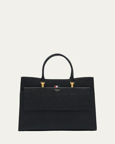 Thom Browne Men's Large Duet Tote In Pebble Grain Leather