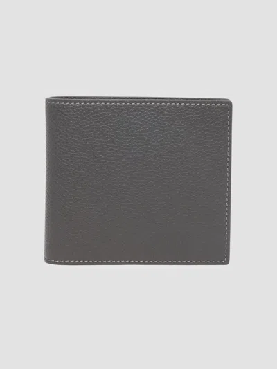 Thom Browne Men's Leather Bifold Wallet In Dark Grey
