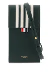THOM BROWNE MEN'S LEATHER CROSSBODY PHONE HOLDER IN GREEN FOR FW23