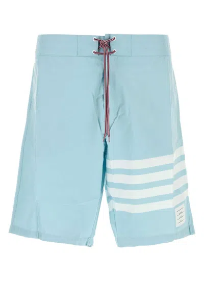 THOM BROWNE MEN LIGHT BLUE NYLON BLEND SWIMMING SHORTS, XS LUXURY SWIMWEAR FOR MEN DARVEYS