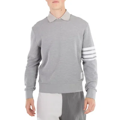 Thom Browne Men's Light Grey 4-bar Stripe Sleeve Sweatshirt In Gray