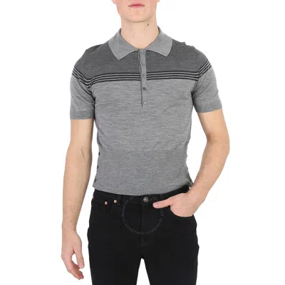 Thom Browne Men's Light Grey Jersey Merino Short Sleeve Polo Shirt In Gray