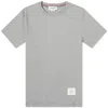 Thom Browne Grey Crewneck T-shirt With Logo Patch On The Front And Striped Detail On The Rear In Cotton Man In Grey