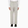 THOM BROWNE MEN'S LIGHT GREY PINSTRIPE TROUSERS FOR SPRING/SUMMER 2024