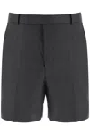 THOM BROWNE MEN'S LIGHT WOOL TAILORING SHORTS IN GREY FOR SS24 COLLECTION