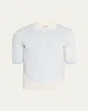 Thom Browne Men's Linen And Cotton Stripe-sleeve Polo Shirt In Blue