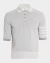 Thom Browne Gray Textured Striped Stitch 4-bar Relaxed Polo In Gray
