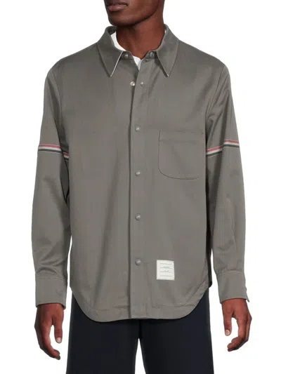 Thom Browne Men's Logo Cotton Shirt In Medium Grey