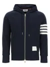 Thom Browne Men's Logo Patch Stripe Detail Hoodie In Blue