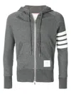 Thom Browne 4-bar Zip-up Hoodie In Classic Loopback In Grey