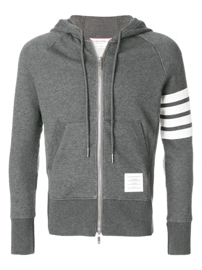 THOM BROWNE MEN'S LOGO PATCH STRIPE DETAIL HOODIE