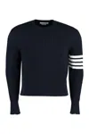Thom Browne Merino Wool Crew-neck Sweater In Blue