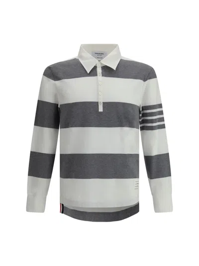 Thom Browne Men Long Sleeve Polo Shirt In Grey