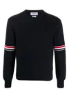 Thom Browne Rwb Intarsia Armband Tweed Pullover In Blue